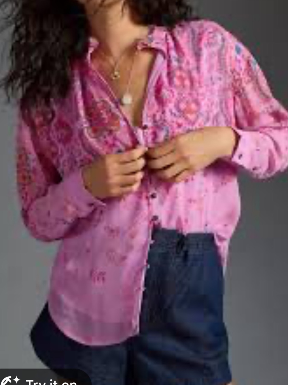 Anthropologie Pilcro womans lavender Pink Paisley Button-Front top size L